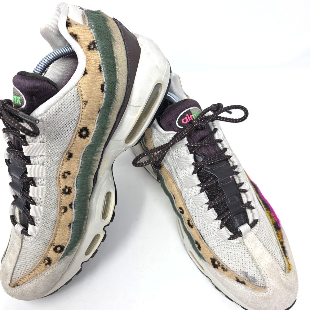 Nike Air Max 95 Premium Animal Sneaker Shoes Womens Beige Green Lace Up Low Top